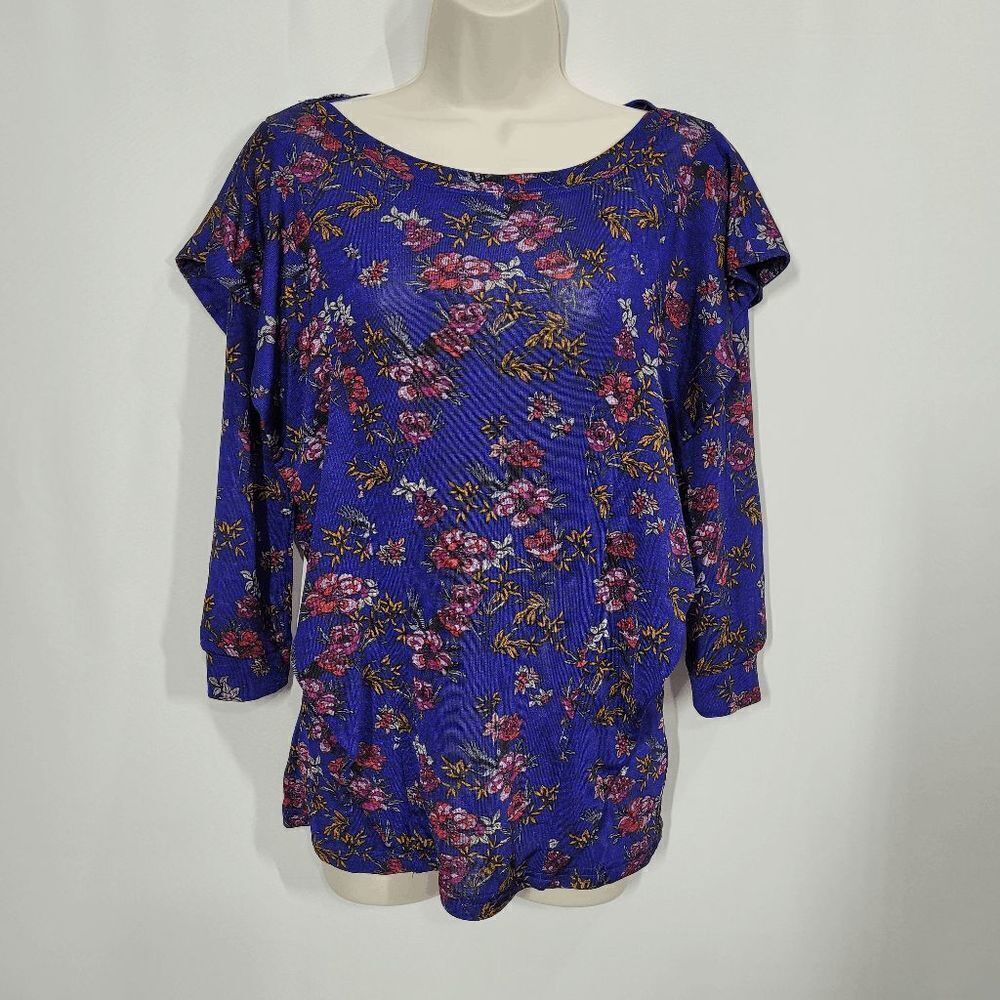 Free People Blue Floral Dock Street Top in Blue Size Small
